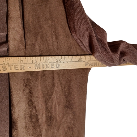 PETER NYGARD Micro Suede Brown Open Drape Long Sleeve Cardigan Sweater Large NWT - Picture 6 of 7